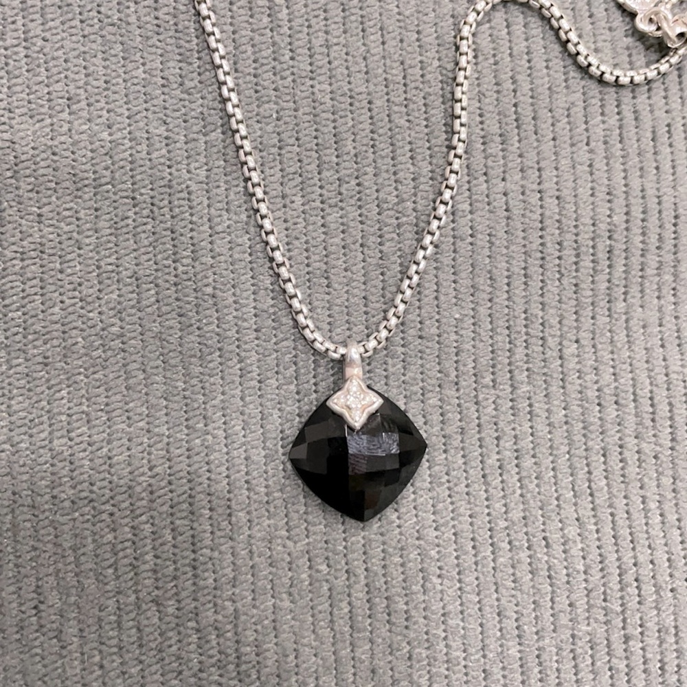 David Yurman Onyx Cushion Pendent Necklace